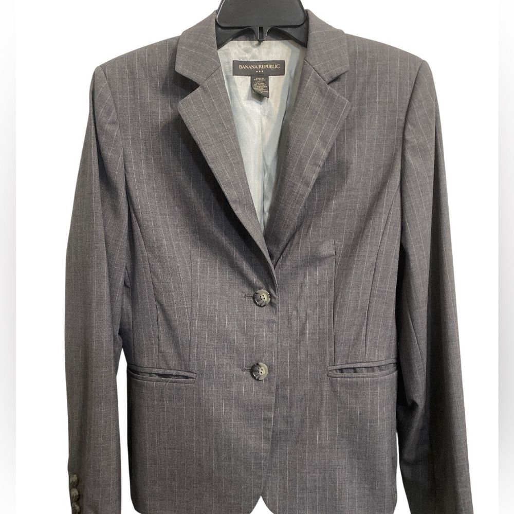 Banana Republic Women's Pinstripe Gray Blazer